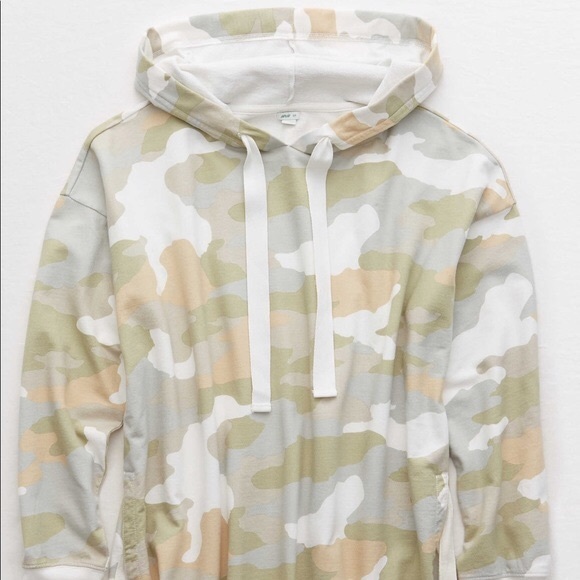 🆕 AERIE Oversized Fit Lightweight Sunwashed Desert Camo Hoodie Sweatshirt - Picture 2 of 11